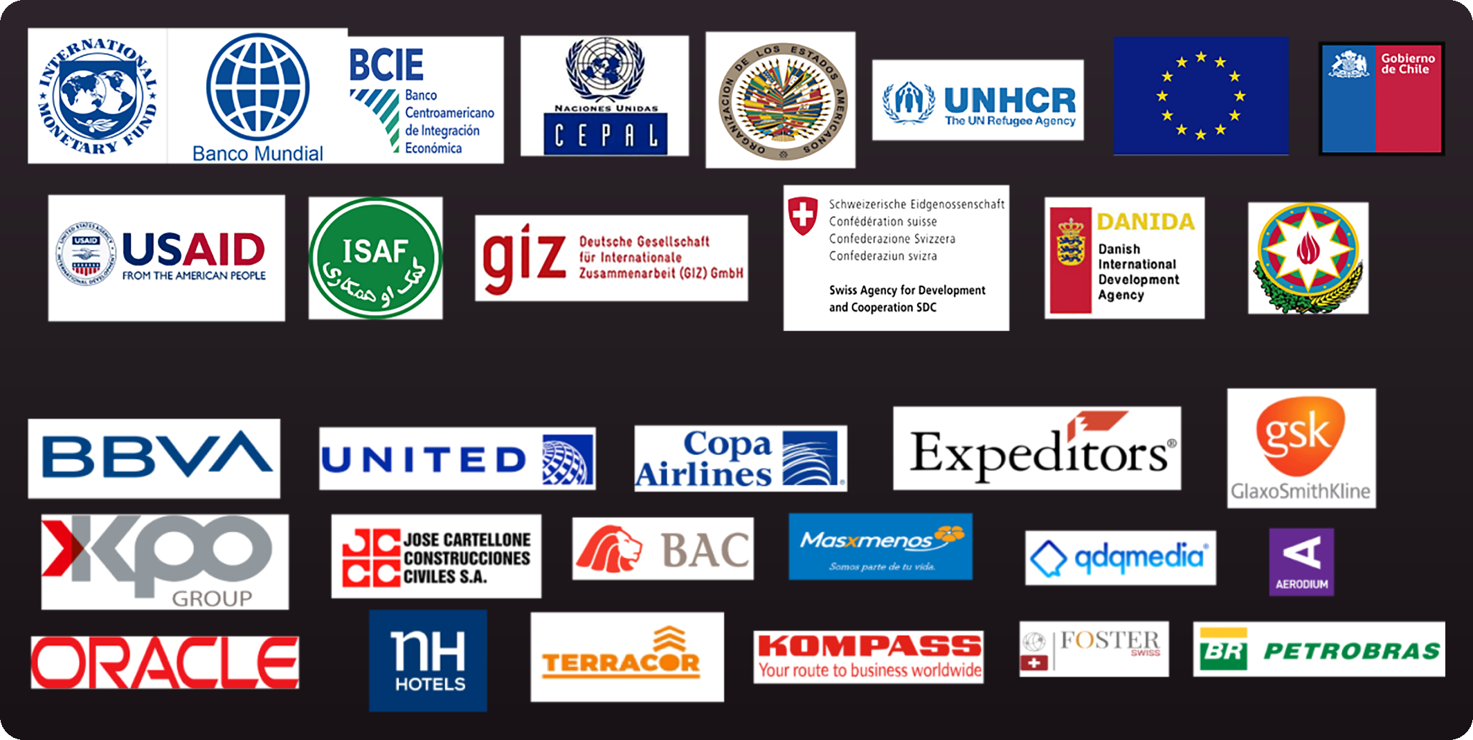 Selección de organizaciones y clientes atendidos por la trayectoria de CC&A StratEx