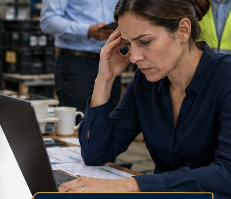 Responsable operativa enfrentando problemas de inventario y coordinación
